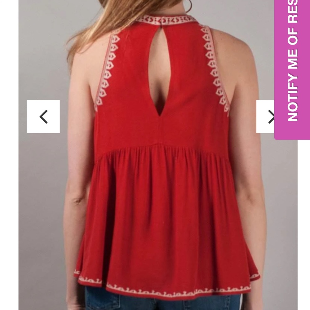 THML Ruby Tank Embroidered Keyhole M Red - Picture 3 of 15